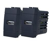 Lot de 2 prises USB murales, chargeur USB 5 V 2,1 A, compatible avec Bticino Living Light (Noir)