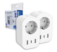Lot de 2 prises WiFi intelligentes avec 2 ports USB et USB-C 16 A 3680 W, compatibles Alexa et Google Home, minuterie et contrôle via App Smart Life, prise domotique 2,4 GHz