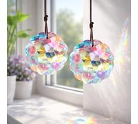 Lot de 2 prismes attrape-soleil en cristal pour fenêtre, lumière colorée à suspendre, prismes arc-en-ciel pour jardin, intérieur, tournesol