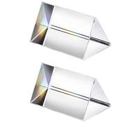 Lot de 2 prismes triangulaires en verre optique en cristal, 25 x 50 mm, prisme d'expériences de spectre arc-en-ciel, prisme triangulaire en cristal K9, lentille transparente pour la physique du