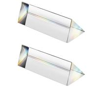 Lot de 2 prismes triangulaires en verre optique en cristal, 25 x 80 mm, prisme d'expériences de spectre arc-en-ciel, prisme triangulaire en cristal K9, lentille transparente pour la physique du