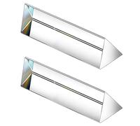 Lot de 2 prismes triangulaires en verre optique en cristal, 30 x 200 mm, prisme d'expériences de spectre arc-en-ciel, prisme triangulaire en cristal K9, lentille transparente pour la physique du