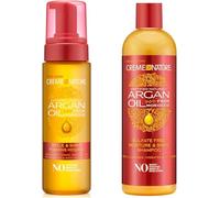 Lot de 2 produits Creme of Nature Argan Oil Shampoing Hydratant Sans Sulfates 355ml + Mousse Coiffante 207ml Soin des Cheveux Bouclés Frisés Crépus, Brillance et Hydratation