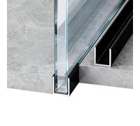 Lot de 2 profilés en U en aluminium de 100 cm pour vitrage, rail inférieur porte de douche sans cadre ou garde-corps en verre, adapté au verre de 6/8/10/12 mm(Black,10mm(13/32in))