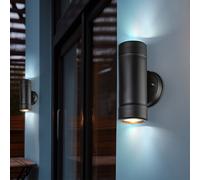 Lot de 2 appliques murales d'extérieur LED UP Down façades jardin terrasses luminaires d'éclairage IP 44 noir