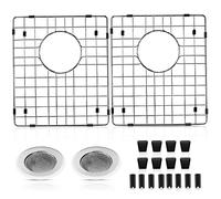 Lot de 2 protecteurs d'évier pour évier de Cuisine avec Trou de vidange Central, 38,1 x 30,5 x 3,2 cm, Grille de Protection d'évier en Acier Inoxydable 304, Grille d'évier pour Fond d'évier avec 2