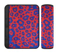 Lot de 2 protections d'alerte pour ceinture de sécurité avec imprimé léopard bleu et rouge pour Van forro para cinturon de seguridad