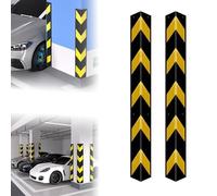 Lot de 2 protections d'angle en caoutchouc pour garage et bord d'entrepôt, bandes réfléchissantes (80 cm au total)