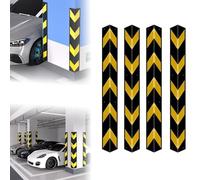 Lot de 2 protections d'angle en caoutchouc pour garage et bord d'entrepôt, bandes réfléchissantes (80 cm au total)
