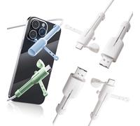 Lot de 2 protections de câble de données en silicone anti-poussière 3 en 1 anti-casse, compatible avec chargeur Android (blanc)