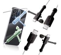 Lot de 2 protections de câble de données en silicone anti-poussière 3 en 1 anti-casse, compatible avec chargeur Android (noir)