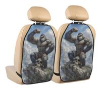 Lot de 2 protections de siège de voiture Gorillas assis sur un crâne humain, avec poches de rangement pour protéger de la saleté, de la boue et des rayures