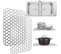 Lot de 2 protections d'évier pour évier de cuisine, 34 x 29 cm, tapis d'évier de cuisine antidérapants en silicone pour protéger le fond de votre évier de cuisine ou votre égouttoir en acier