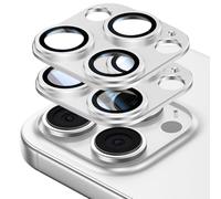 Lot de 2 protections d'objectif d'appareil photo pour iPhone 16 Pro Max/iPhone 16 Pro, coque en verre alliage d'aluminium et verre trempé saphir, forte adhérence, résistante aux rayures, facile à