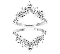 Lot de 2 protections pour alliances en argent sterling 925 et zircons cubiques - Empilables et réglables, Adjustable, Cristal, Zircone cubique