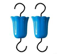 Lot de 2 protections pour mangeoire à colibris - Grand kit de douve rouge de 150 mm pour éloigner les abeilles et les fourmis - Accessoires d'extérieur en polycarbonate avec crochets (bleu)