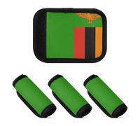 Lot de 2 protections pour poignée de valise - Accessoire pour sac, sac à dos, bagages, Drapeau de la Zambie, one sizex4