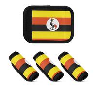 Lot de 2 protections pour poignée de valise - Accessoire pour sac, sac à dos, bagages, Drapeau de l'Ouganda, one sizex4