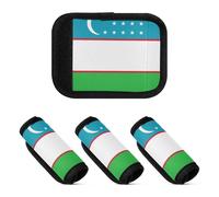 Lot de 2 protections pour poignée de valise - Accessoire pour sac, sac à dos, bagages, Drapeau de l'Ouzbékistan, one sizex4