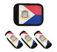 Lot de 2 protections pour poignée de valise - Accessoire pour sac, sac à dos, bagages, Drapeau de Saint-Martin, one sizex2