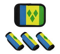 Lot de 2 protections pour poignée de valise - Accessoire pour sac, sac à dos, bagages, Drapeau de Saint Vincent et les Grenadines, one sizex2