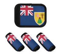 Lot de 2 protections pour poignée de valise - Accessoire pour sac, sac à dos, bagages, Drapeau des îles Turques et Caïques, one sizex4