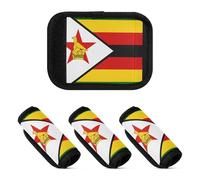 Lot de 2 protections pour poignée de valise - Accessoire pour sac, sac à dos, bagages, Drapeau du Zimbabwe, one sizex2