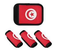 Lot de 2 protections pour poignée de valise - Accessoire pour sac, sac à dos, bagages, Drapeau national de la Tunisie, one sizex4