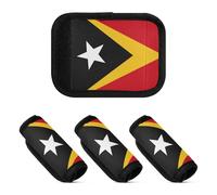 Lot de 2 protections pour poignée de valise - Accessoire pour sac, sac à dos, bagages, Drapeau national du Timor-Leste, one sizex4