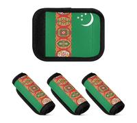 Lot de 2 protections pour poignée de valise - Accessoire pour sac, sac à dos, bagages, Drapeau national du Turkménistan, one sizex2