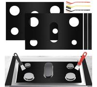Lot de 2 protections pour table de cuisson à gaz compatibles avec Samsung, 2 tapis de protection et 2 caches d'interstice avec outils de nettoyage, PTFE, surface antiadhésive, faciles à nettoyer