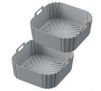 Lot de 2 protections réutilisables en silicone pour friteuse à air comprimé de 5 à 6 litres - Haute température 230 °C carré mat noir gris (gris)