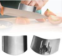 Lot de 2 protège-doigts en acier inoxydable 2024 - Outil de coupe de qualité supérieure - Pour couper en dés, trancher, hacher des légumes