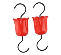 Lot de 2 protège-douves avec crochets pour lutter efficacement contre les insectes sur les mangeoires à oiseaux en plein air (rouge)