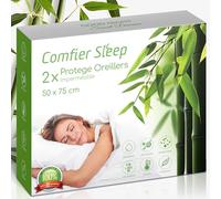 Lot de 2 Protège Oreiller 50x75 - 100% Bambou Trois Couches Housse Coussin Imperméable avec Fermeture Éclair -Protection Respirante Anti-Acarien Anti-Bactérien Hypoallergénique