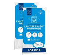 lot de 2 proteges matelas bébé - 70x140 cm - alese imperméable et micro respirante - lavable a 90°c - souple et silencieux Blanc