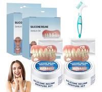 Lot de 2 prothèses dentaires à clipser, prothèse complète, livrée avec 1 brosse à dents, design à clipser, naturel et réaliste, convient pour toutes les occasions