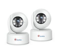 Lot de 2 PTZ Caméra Surveillance 4MP CTRONICS Intérieur 2,4/5Ghz WiFi 360° Caméra Connectée Smartphone pour Bébé, Détection Humaine