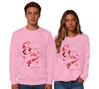 Lot de 2 pulls pour partenaires avec lettres imprimées, col rond, manches longues - Pull pour femme élégant et pull pour homme comme cadeau pour les couples, pour des moments communs, Rose, L