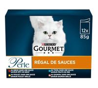 LOT DE 2 - PURINA GOURMET - Perle Régal de Sauces en Sauce Pâtée pour chat - paquet de 12 sachets de 85 g