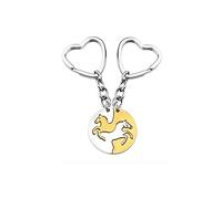 Lot de 2 Puzzle Cheval Porte-Clés Amoureux de l'Equitation Cadeaux pour Amis Classmate Amoureux Souvenirs (gold/silver(horse))
