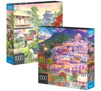 Lot de 2 puzzles de 1?000 pi?ces C?te amalfitaine et jardin japonais | Puz