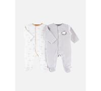 Lot de 2 pyjamas 1-pièce en velours ecru NAISSANCE(50CM)