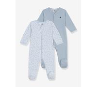 Lot de 2 pyjamas bébé en coton imprimé PETIT BATEAU bleu clair 3M(60CM)
