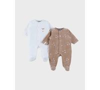 Lot de 2 pyjamas bébé en velours doux ecru NAISSANCE(50CM)