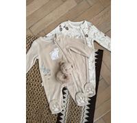 Lot de 2 pyjamas bébé en velours ouverture zippée câlins beige NAISSANCE(50CM)