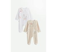 Petit Béguin - Lot de 2 pyjamas bébé en velours ouverture zippée Perle