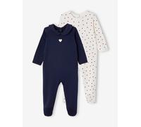 Lot de 2 pyjamas bébé fille coeurs bébé naissance lot marine 1M(54CM)