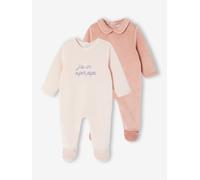 VERTBAUDETLot de 2 Pyjamas bébé Fille en veloursrose pâle12M(74CM)