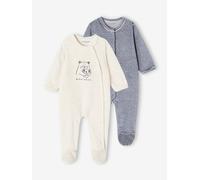 Lot de 2 pyjamas bébé garçon en velours bleu nuit NAISSANCE(50CM)